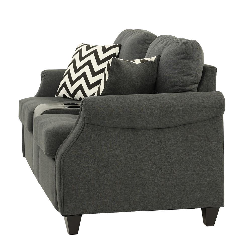 Poundex 2 Piece Fabric Sofa Set with USB Console in Blue Gray, Sofa: 84" W x 33" D x 36" H, Loveseat with USB Console: 72" W x 33" D x 36" H, Package Weight 129. Picture 6