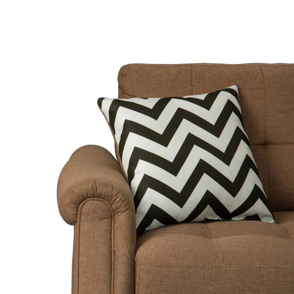 Poundex Reversible Chaise Sectional Set in Light Coffee Fabric, 87" W x 59" D x 36" H, Package Weight 140. Picture 3