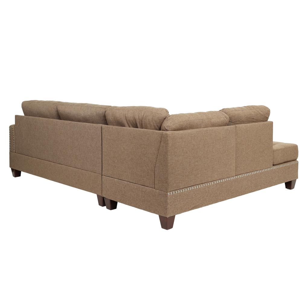 Poundex 3 Piece Fabric Sectional Set with Ottoman in Coffee, 104" W x 75" D x 35" H, Package Weight 97. Picture 3