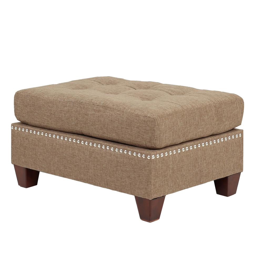 Poundex 3 Piece Fabric Sectional Set with Ottoman in Coffee, 104" W x 75" D x 35" H, Package Weight 97. Picture 6