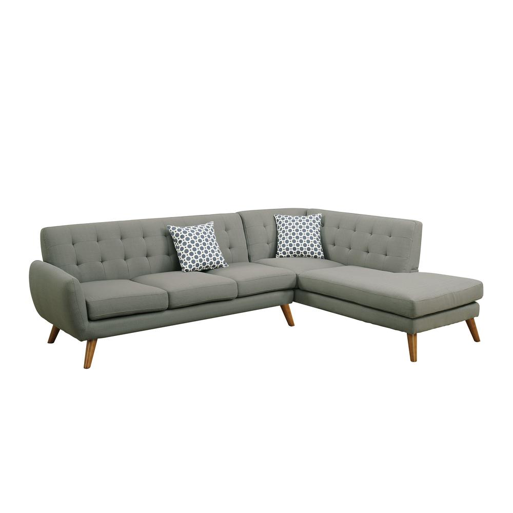Poundex 2 Piece Fabric Sectional Set in Gray Color, 111" W x 80" D x 33" H, Package Weight 97. Picture 1