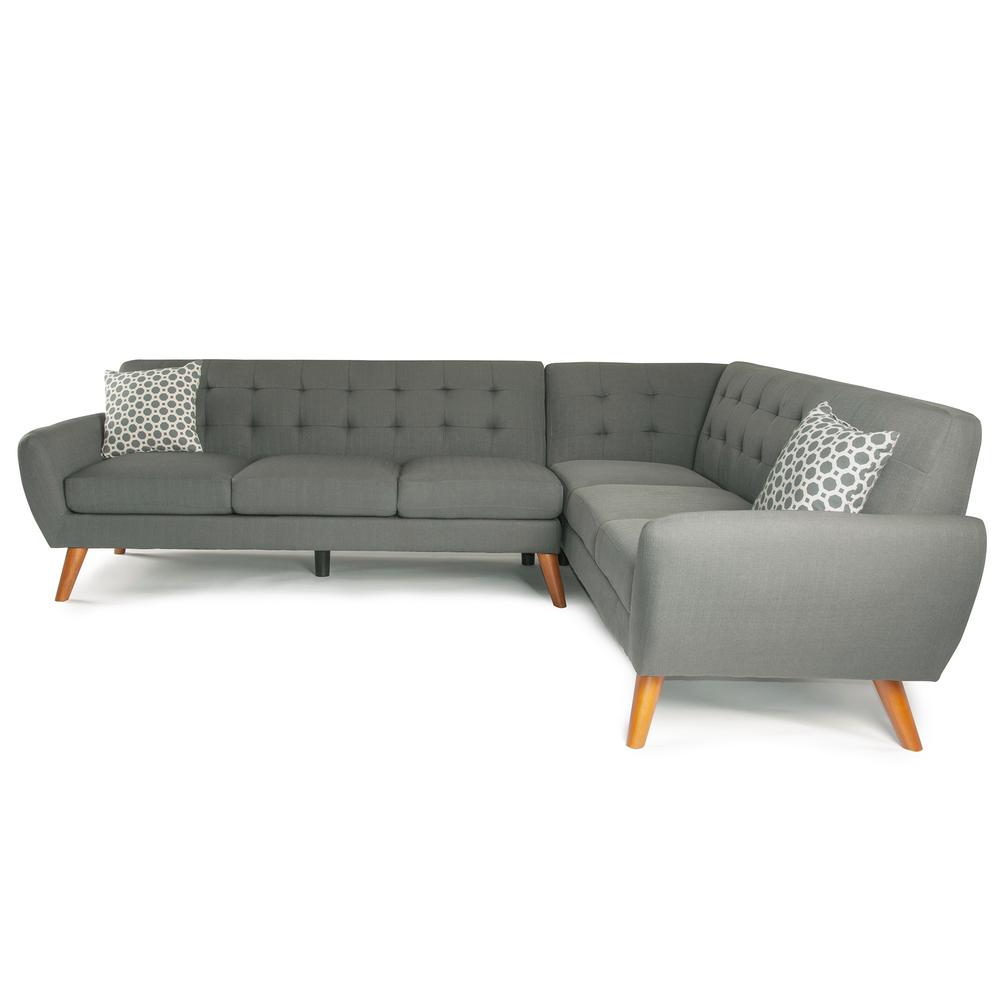 Poundex 2 Piece Fabric Sectional Set in Gray Color, 111" W x 85" D x 33" H, Package Weight 116. Picture 4