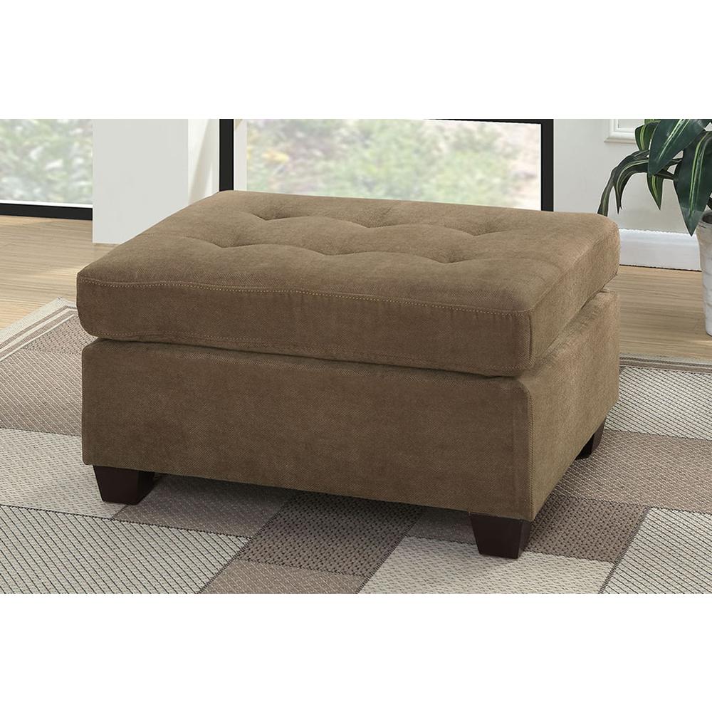 Poundex Tufted Fabric Cocktail Ottoman in Truffle Brown Color, 36" W x 26" D x 20" H, Package Weight 31. Picture 5