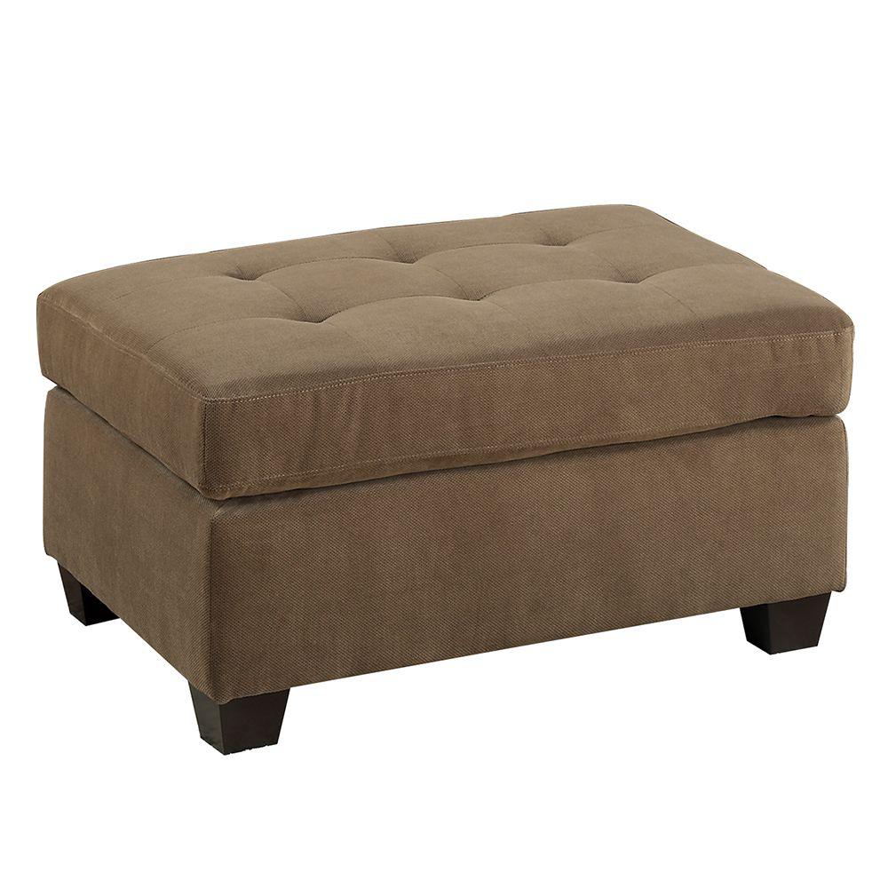 Poundex Tufted Fabric Cocktail Ottoman in Truffle Brown Color, 36" W x 26" D x 20" H, Package Weight 31. Picture 1