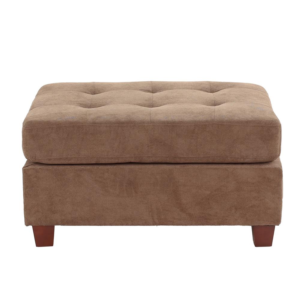 Poundex Tufted Fabric Cocktail Ottoman in Truffle Brown Color, 36" W x 26" D x 20" H, Package Weight 31. Picture 3