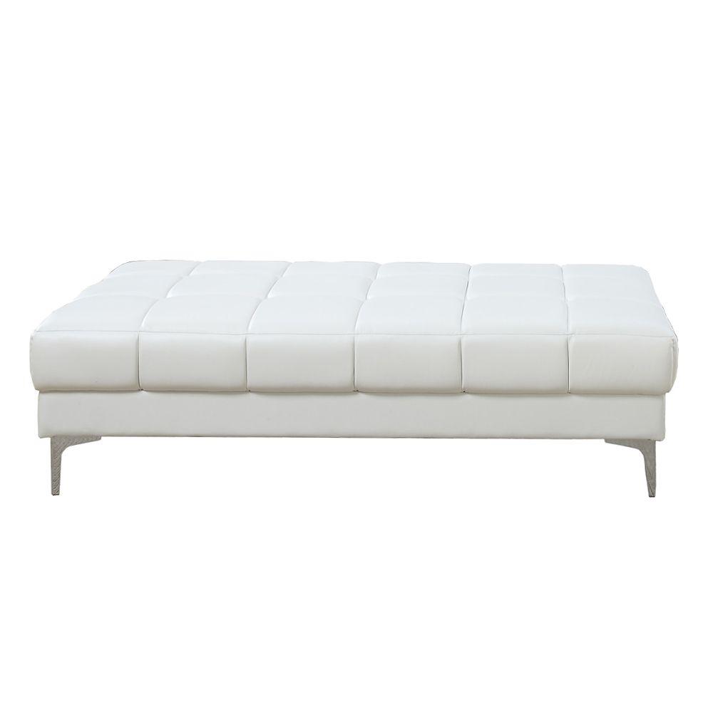 Poundex Tufted Faux Leather Cocktail Ottoman in White Color, 66" W x 33" D x 17" H, Package Weight 68. Picture 3