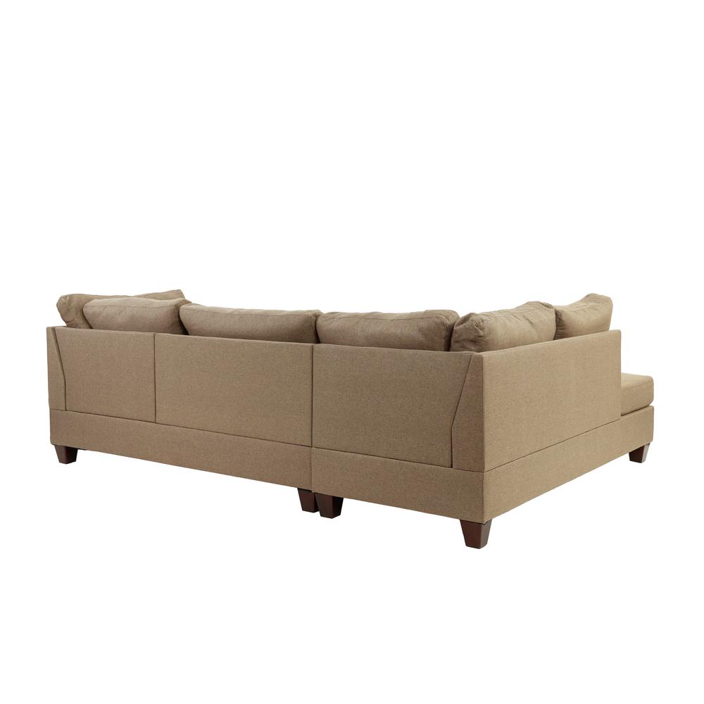Poundex 3 Piece Fabric Sectional Set with Ottoman in Sand Brown, 104" W x 75" D x 35" H, Package Weight 86. Picture 3