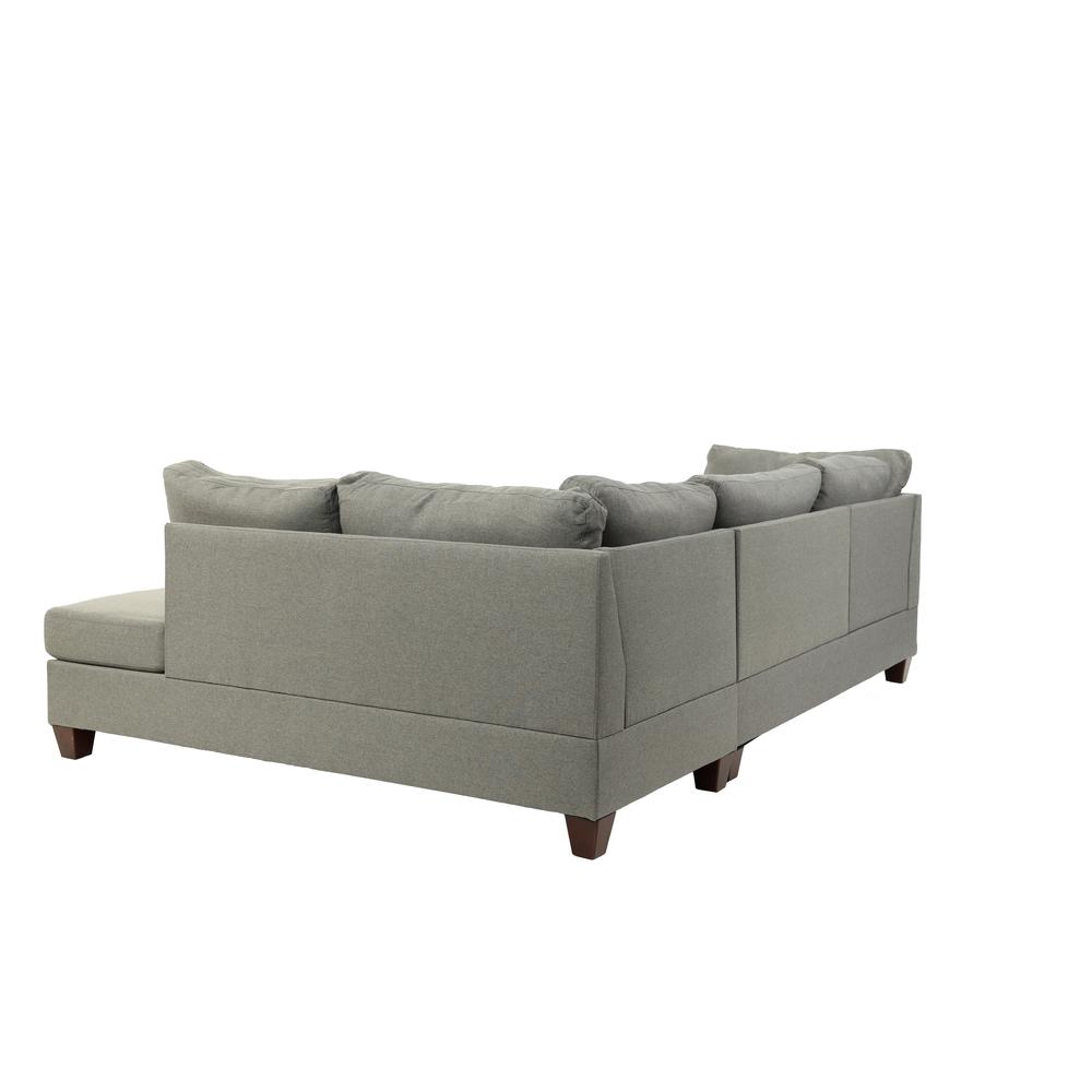 Poundex 3 Piece Fabric Sectional Set with Ottoman in Gray, 104" W x 75" D x 35" H, Package Weight 86. Picture 4