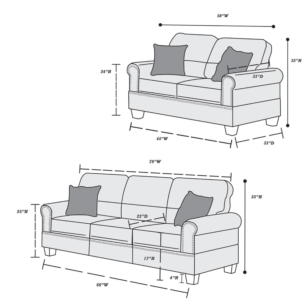 Poundex 2 Piece Sofa and Loveseat Set in Espresso Faux Leather. Picture 6