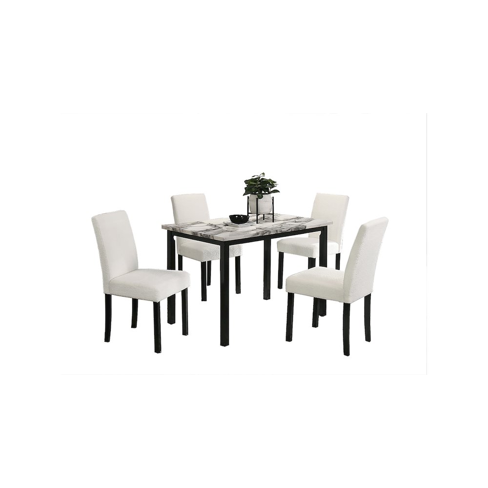 Wool Upholstered 5-Pcs Dining Set White. Picture 1