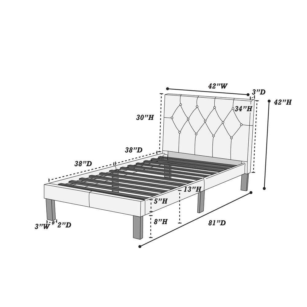 Twin Upholstered Bed Frame with Slats in Pink Faux Leather. Picture 4