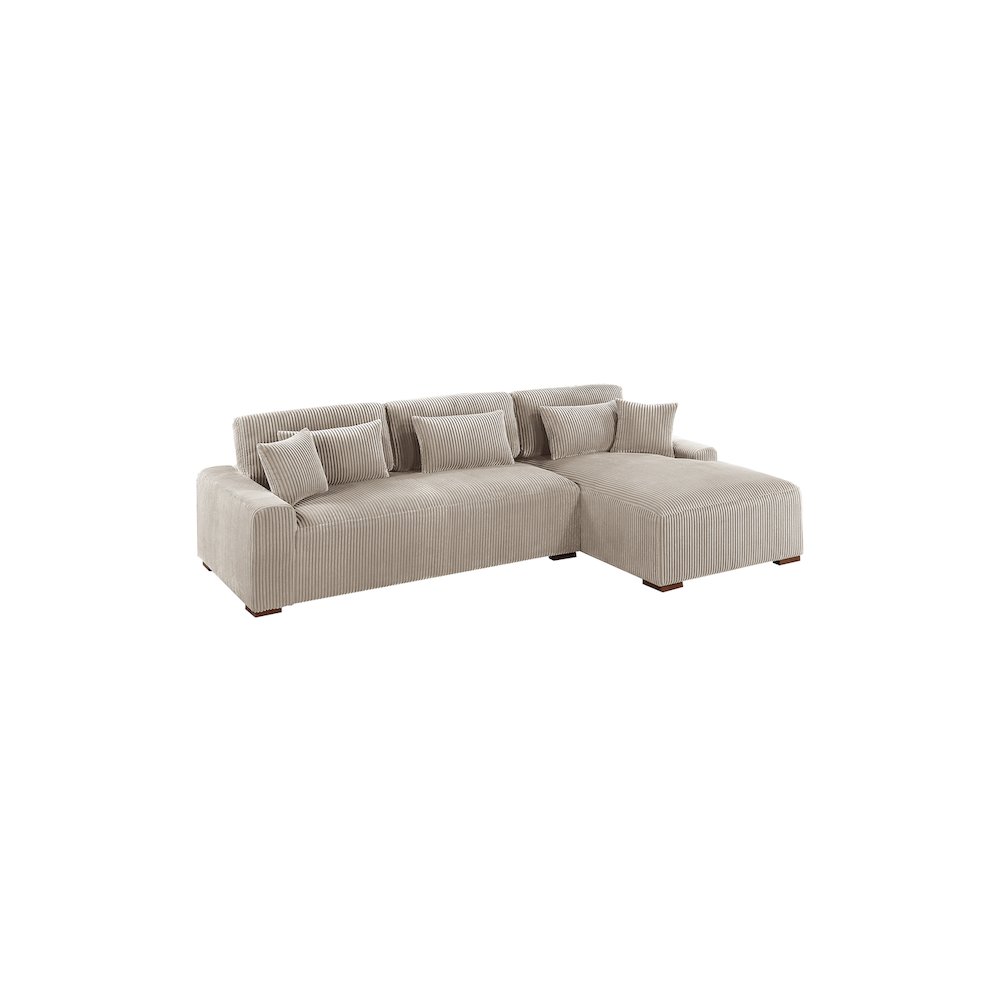 Upholstered Corduroy 2-Piece XL Sectional Set in Camel. Picture 1