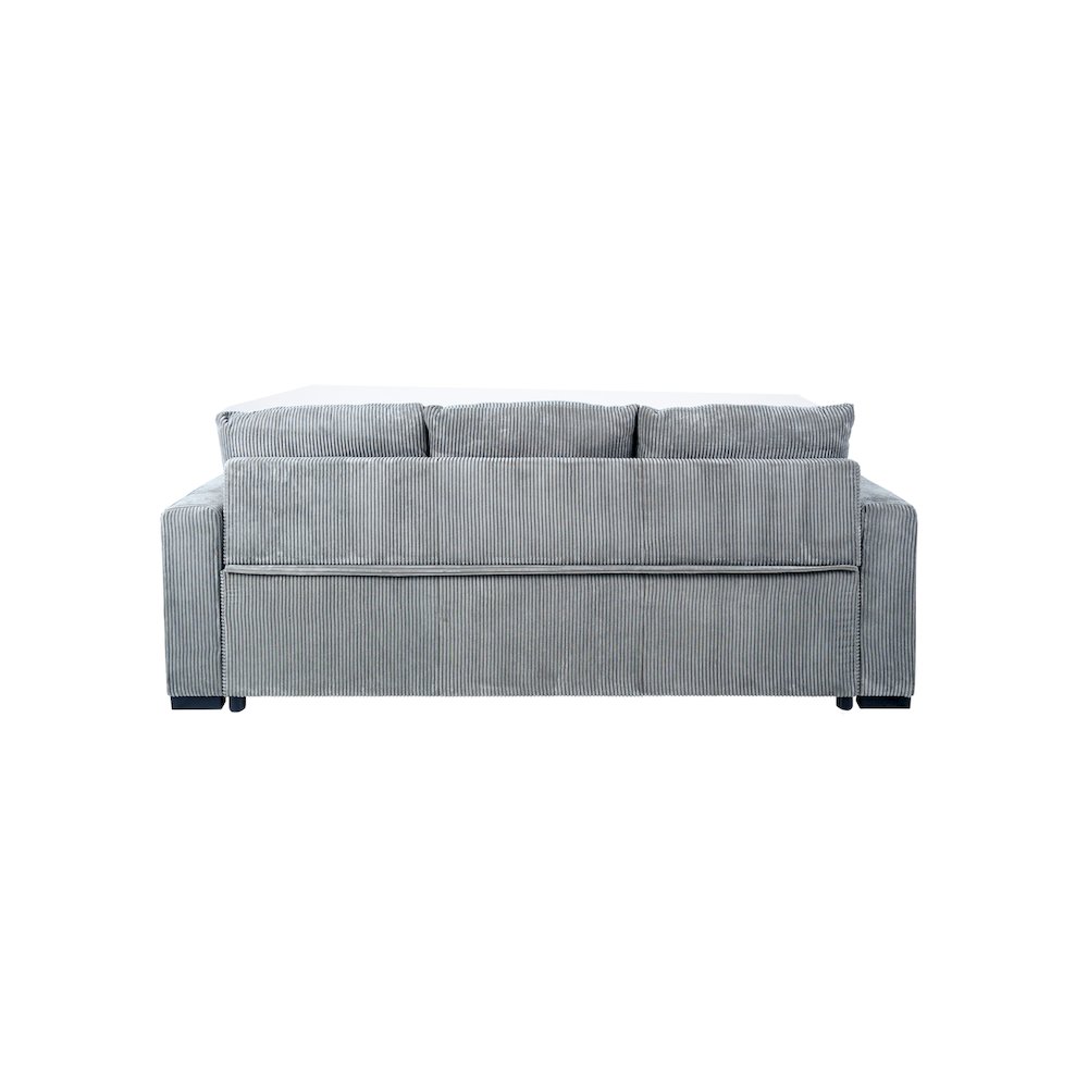 Upholstered Corduroy Convertible Sofa in Fog. Picture 2