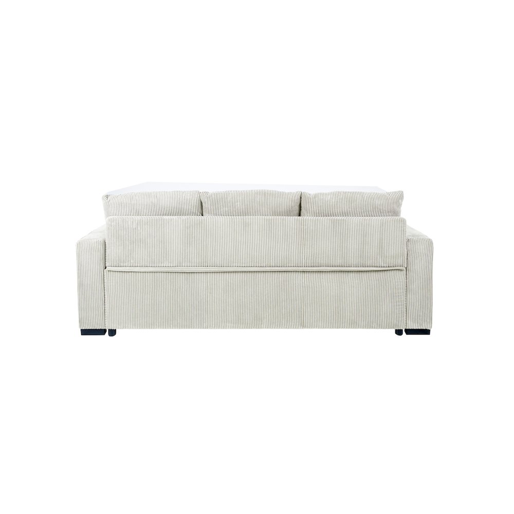 Upholstered Corduroy Convertible Sofa in Ivory. Picture 2