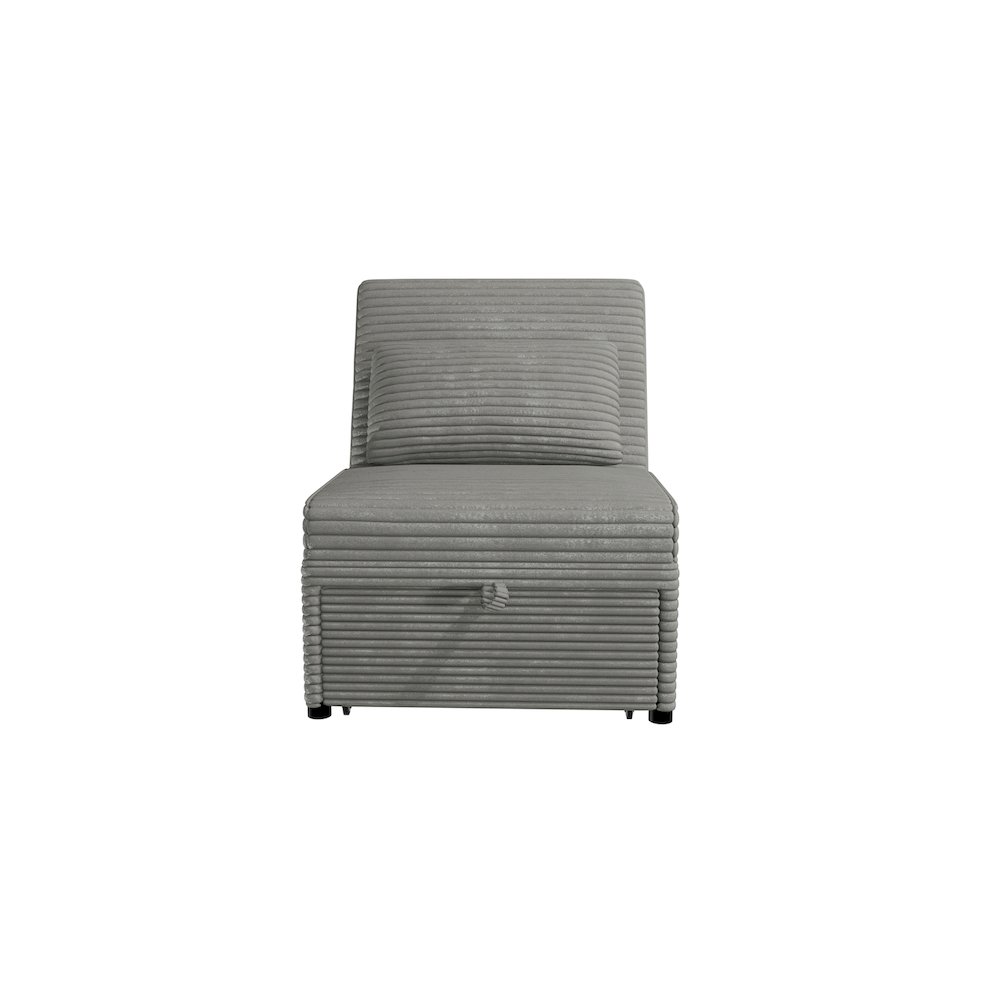 Upholstered Wide Welt Corduroy Convertible Chair in Smoke. Picture 1