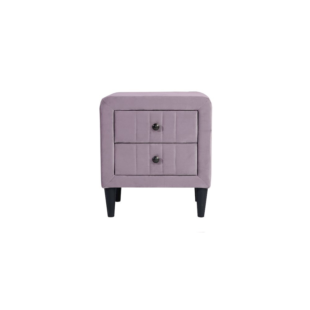 2-Drawer Velvet Upholstered Nightstand in Light Pink. Picture 1