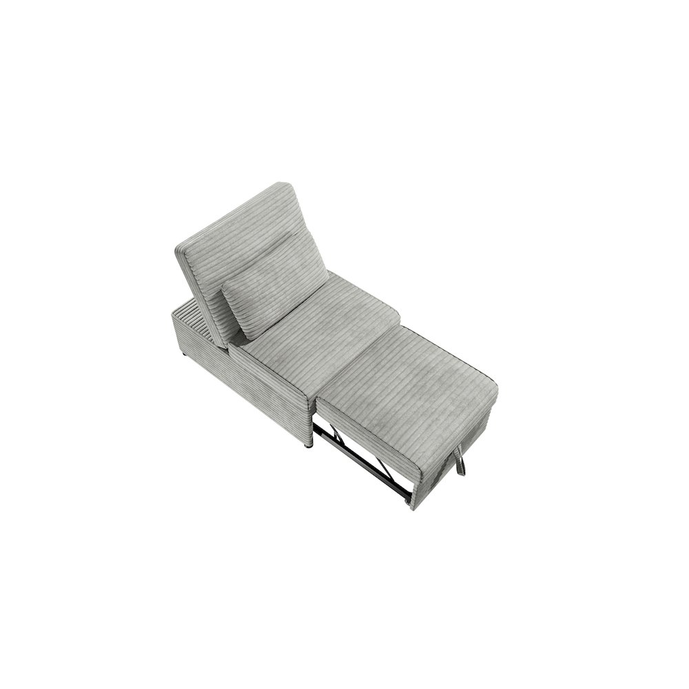 Upholstered Wide Welt Corduroy Convertible Chair in Ash. Picture 2