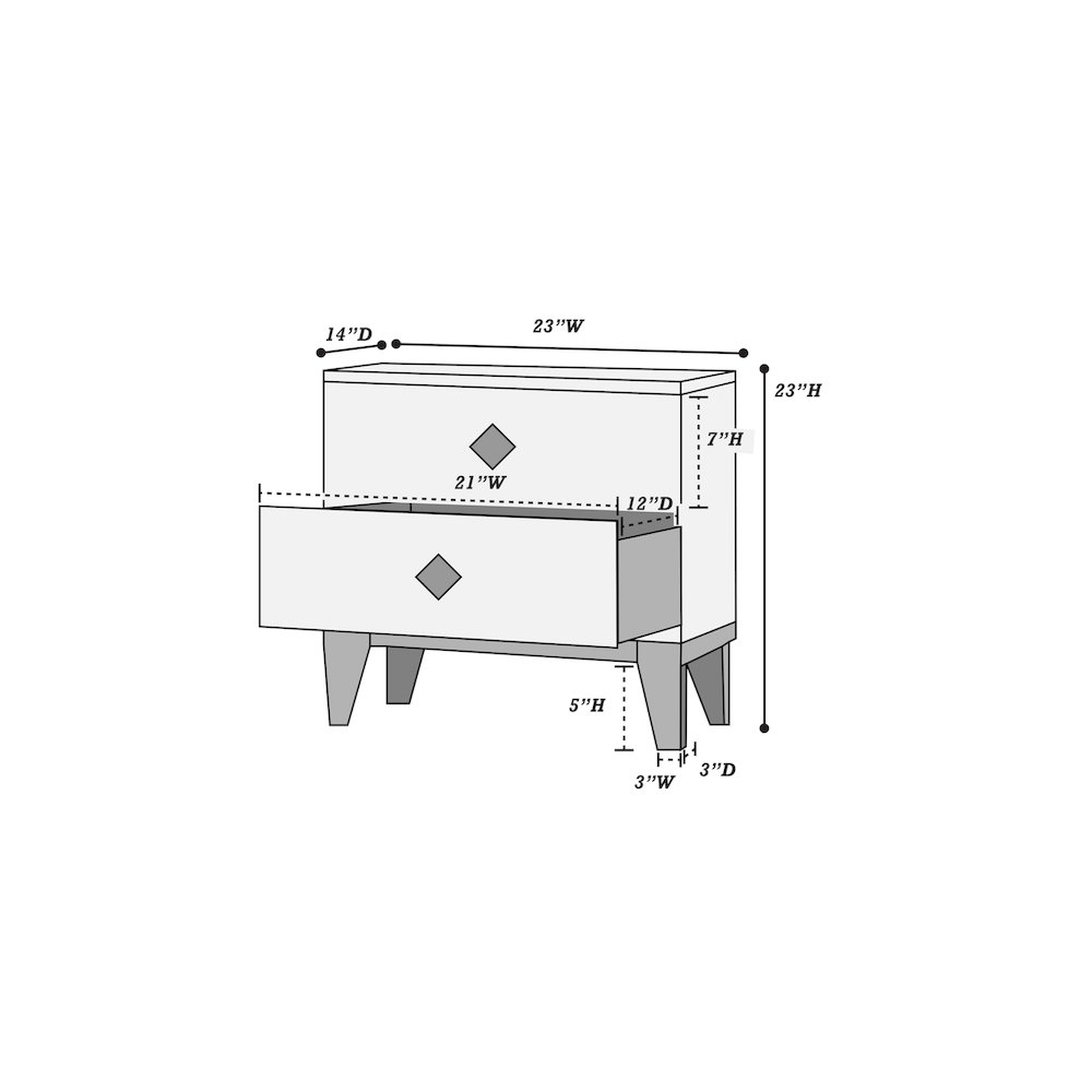 2-Drawer Nightstand in Cream. Picture 5