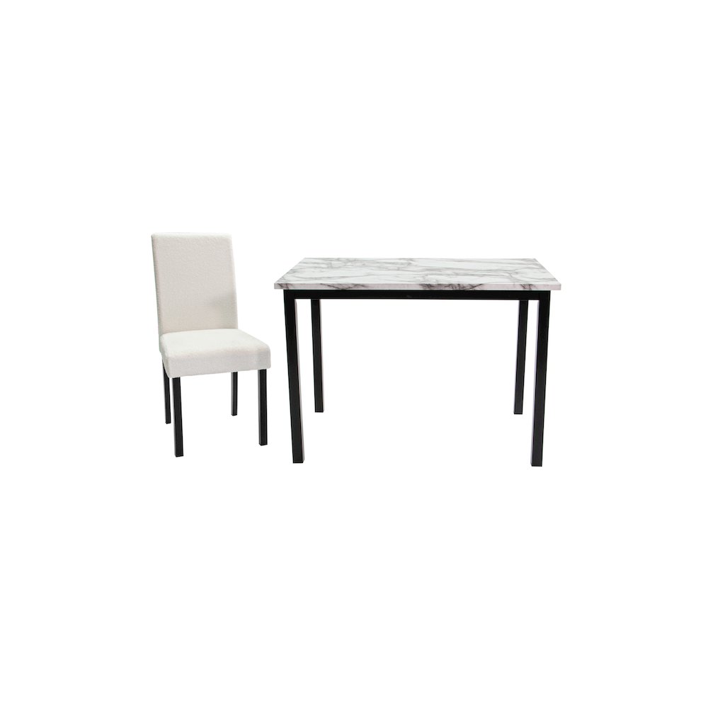 Wool Upholstered 5-Pcs Dining Set White. Picture 2