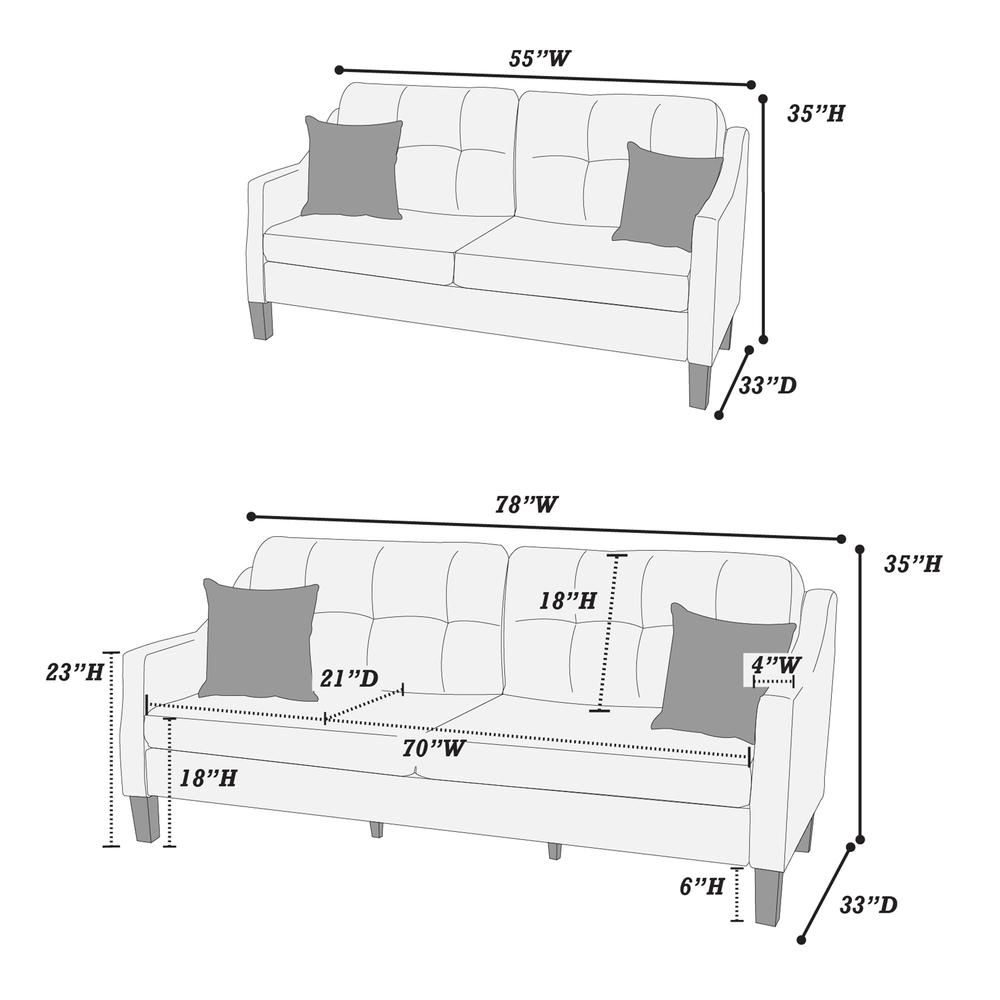 Furniture Gel Leatherette Two Piece Sofa in Gray. Picture 5