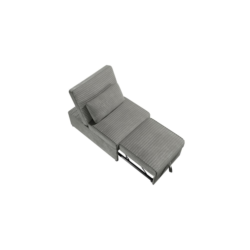 Upholstered Wide Welt Corduroy Convertible Chair in Smoke. Picture 2