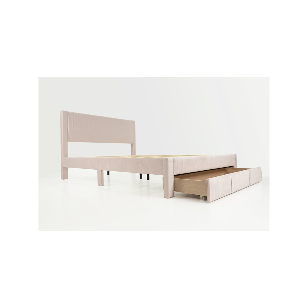 Queen Platform Bed with Underbed Storage in Light Pink. Picture 3