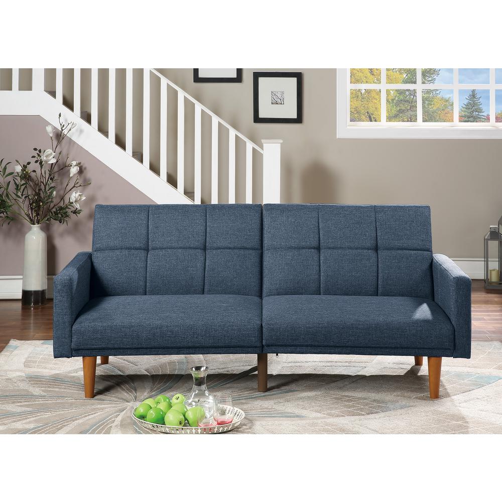 Adjustable Tufted Sofa in Navy. Picture 1