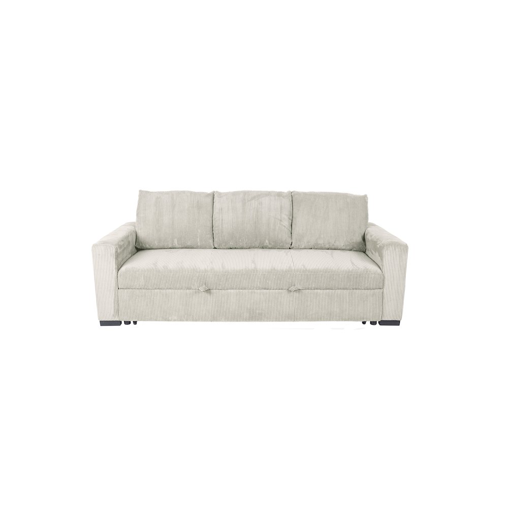 Upholstered Corduroy Convertible Sofa in Ivory. Picture 1