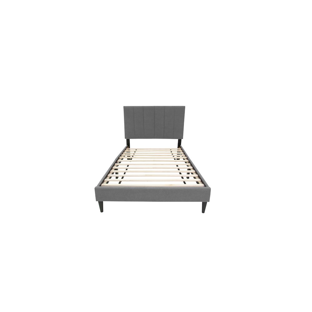 Adjustable Channel Tufted Gray Brushed Linen Twin Bed Frame. Picture 2