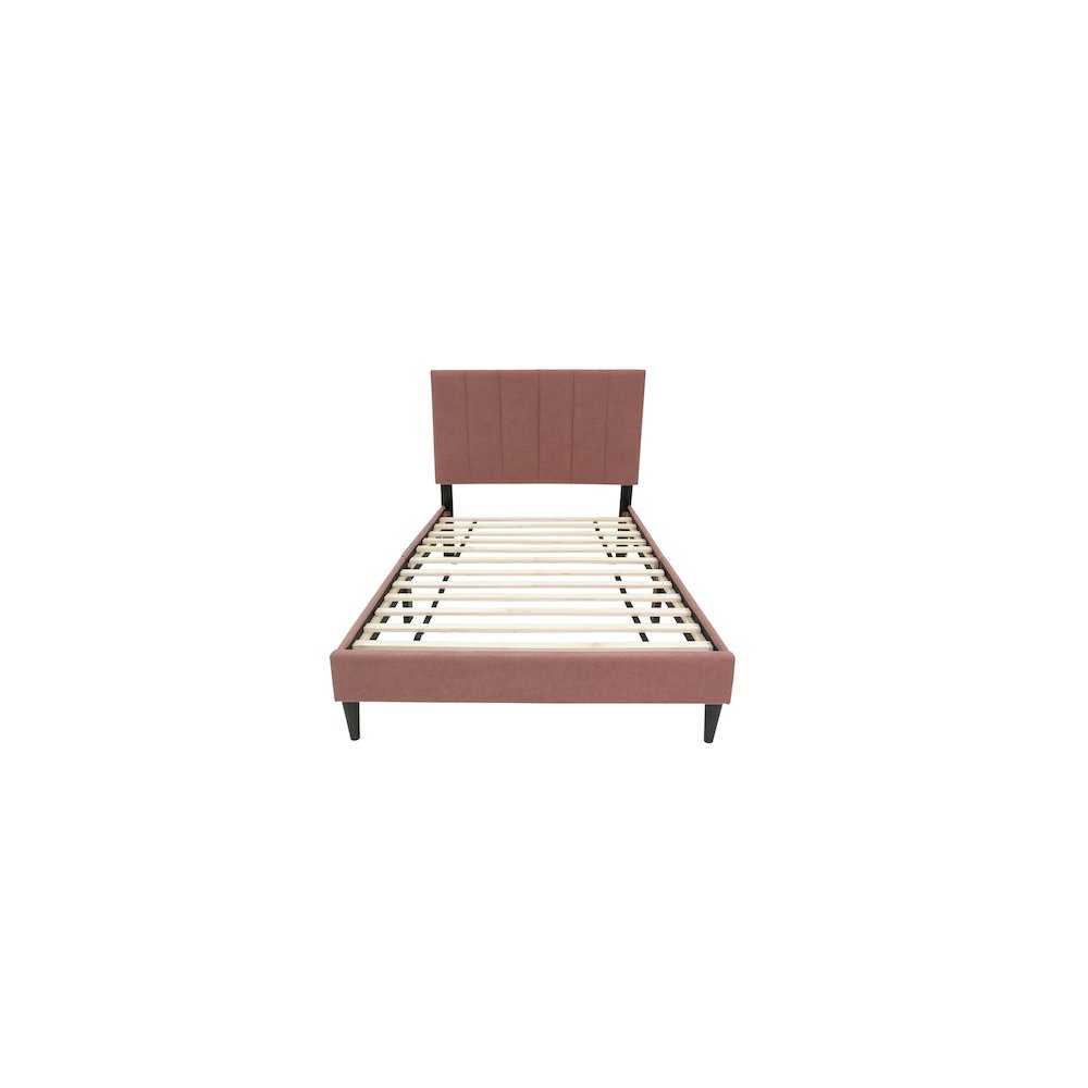 Adjustable Channel Tufted Pink Brushed Linen Twin Bed Frame. Picture 2