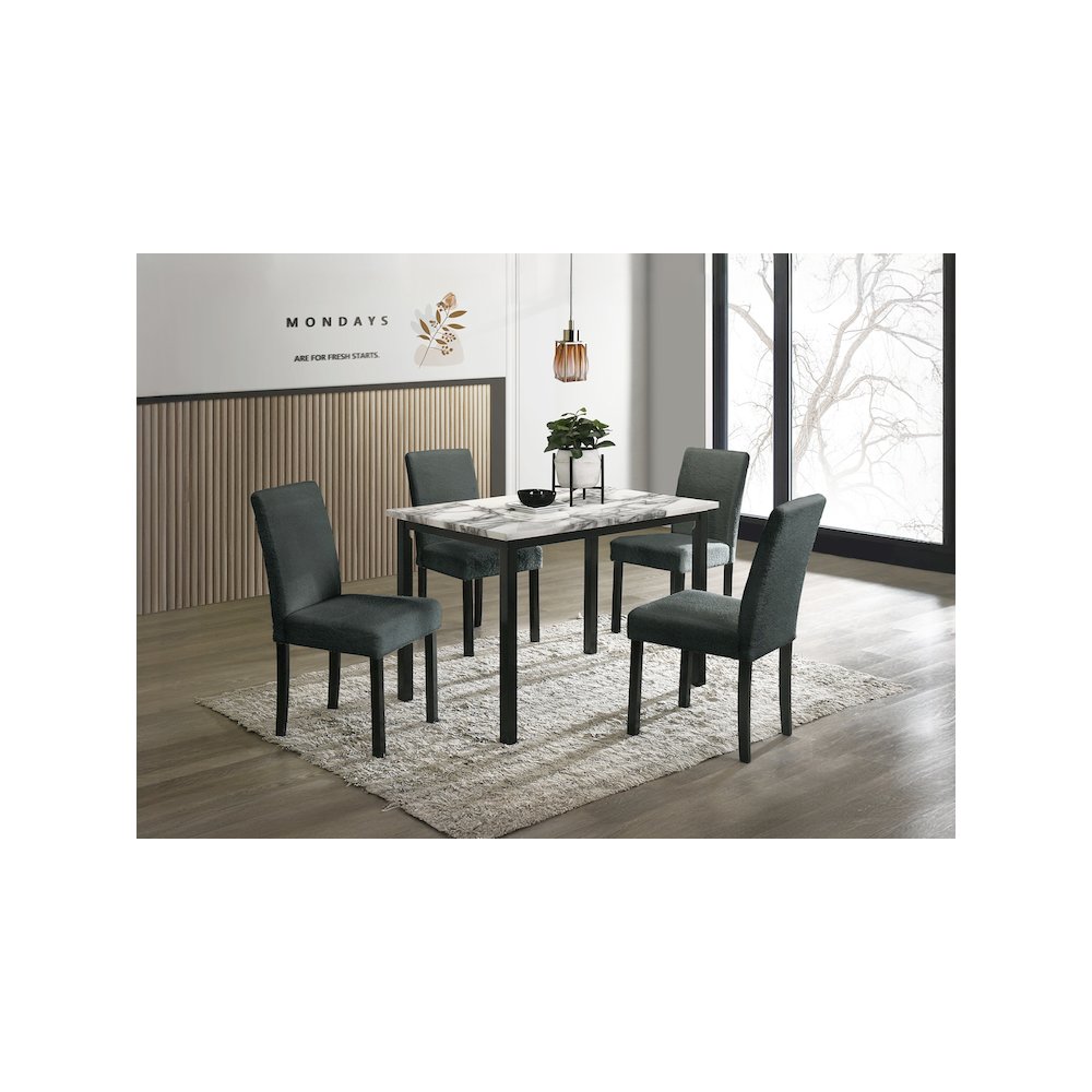 Wool Upholstered 5-Pcs Dining Set Charcoal. Picture 4