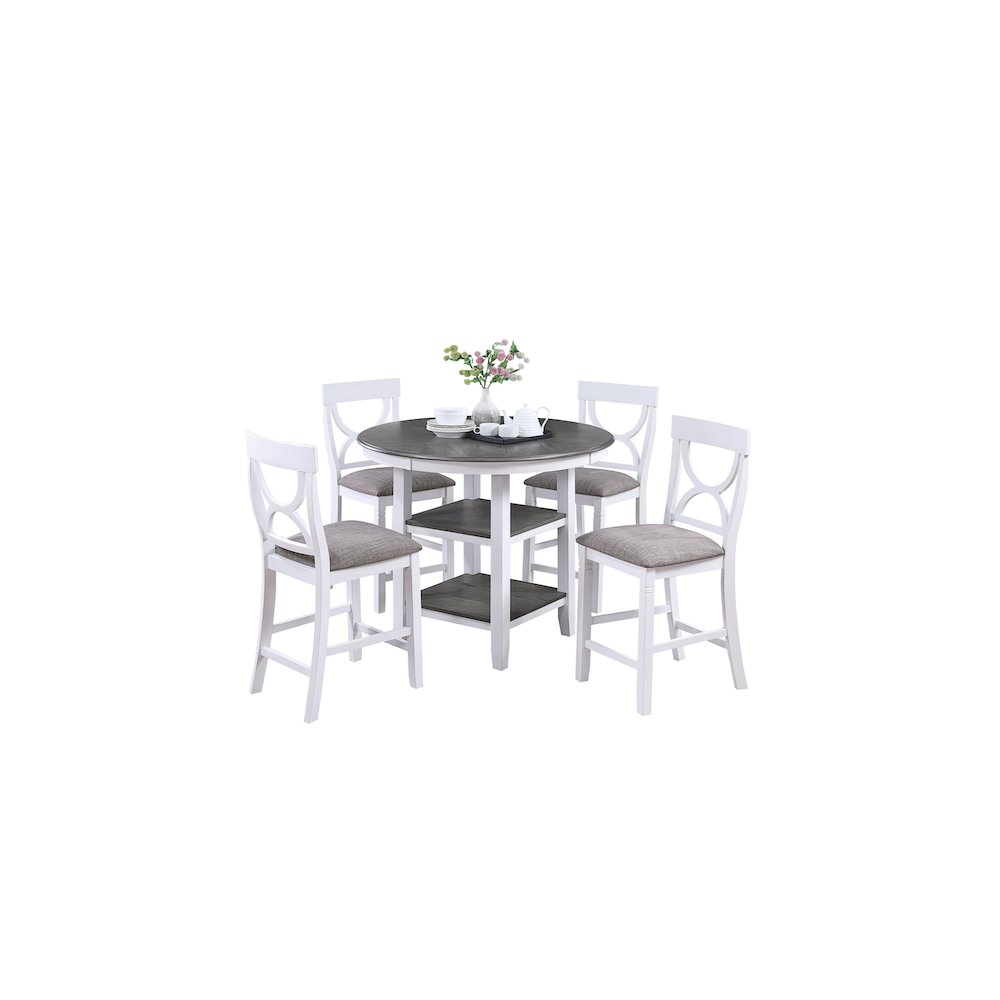 5-Pcs Counter Height Dining Set White Gray. Picture 1