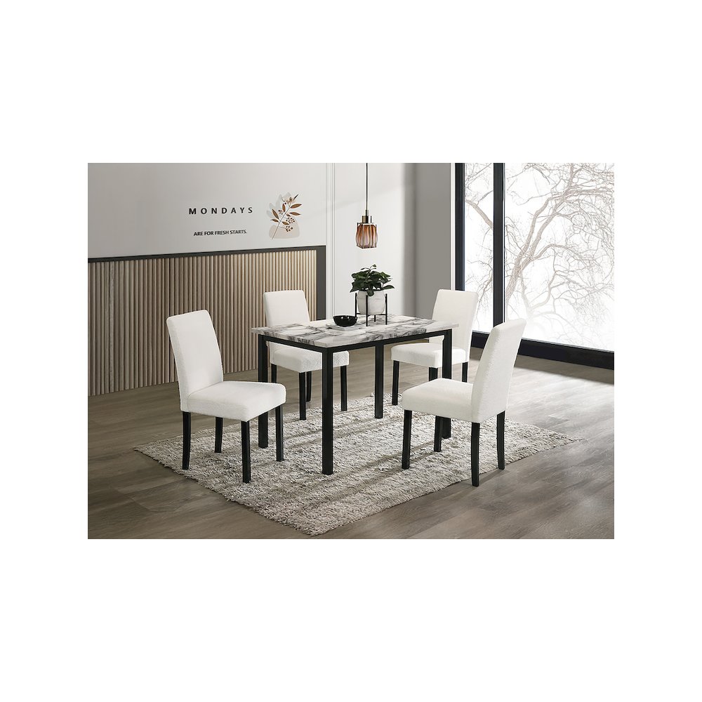 Wool Upholstered 5-Pcs Dining Set White. Picture 4