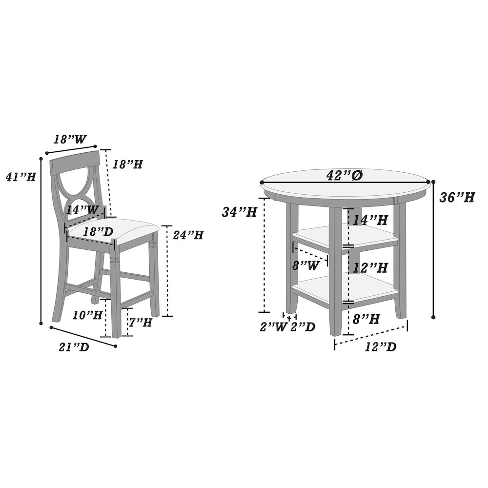 5-Pcs Counter Height Dining Set White Gray. Picture 5