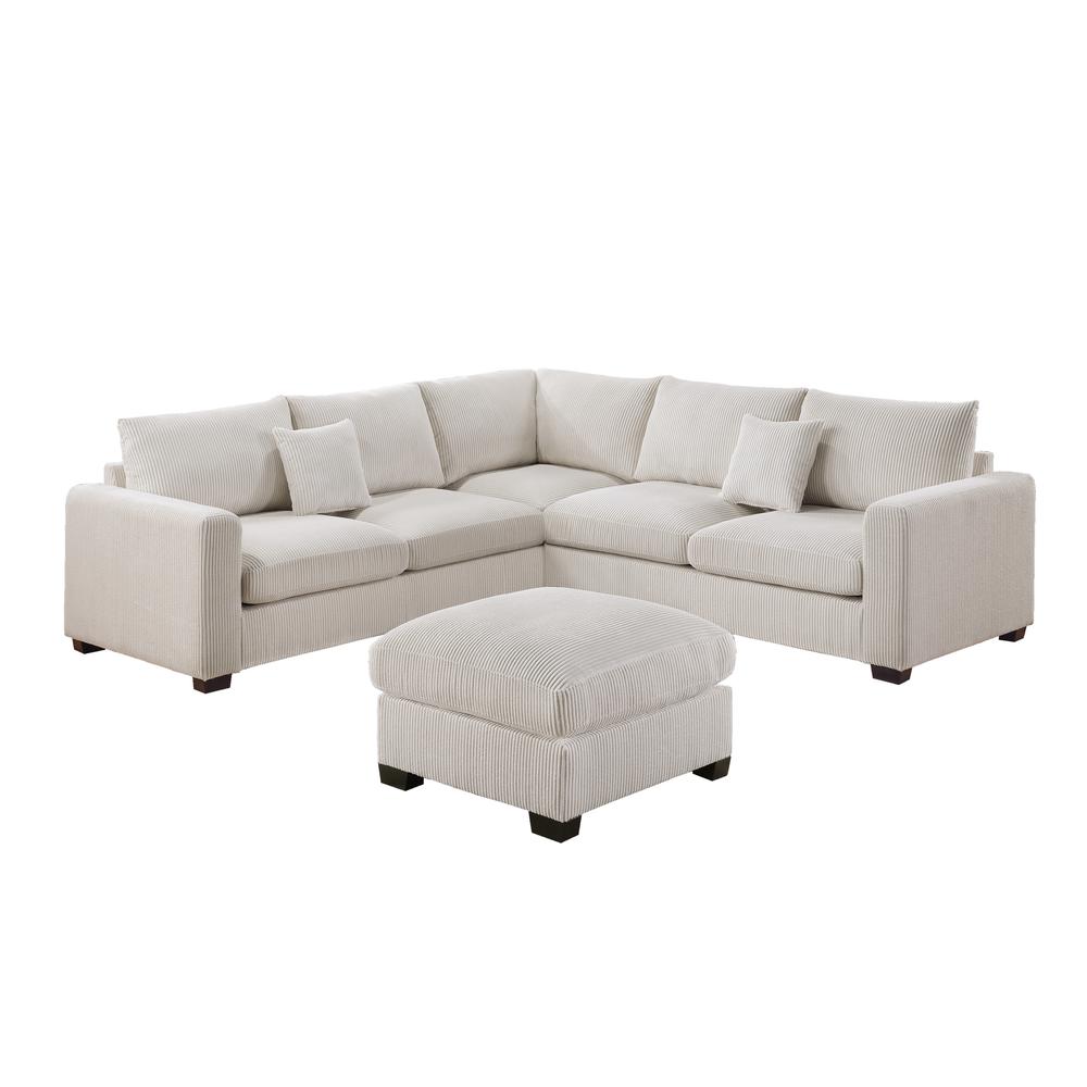 4-piece Sectional Set with Ottoman in Ivory. Picture 2