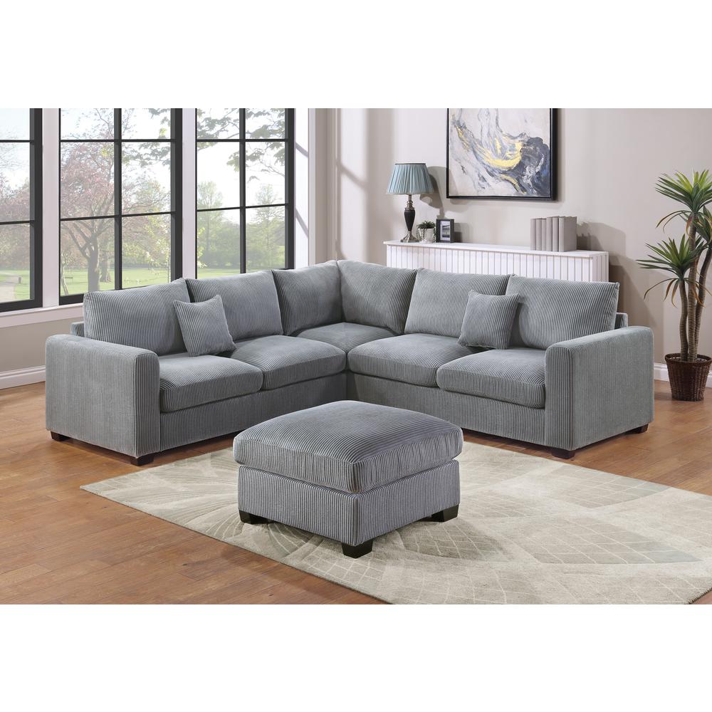 4-piece Sectional Set with Ottoman in Fog. Picture 1