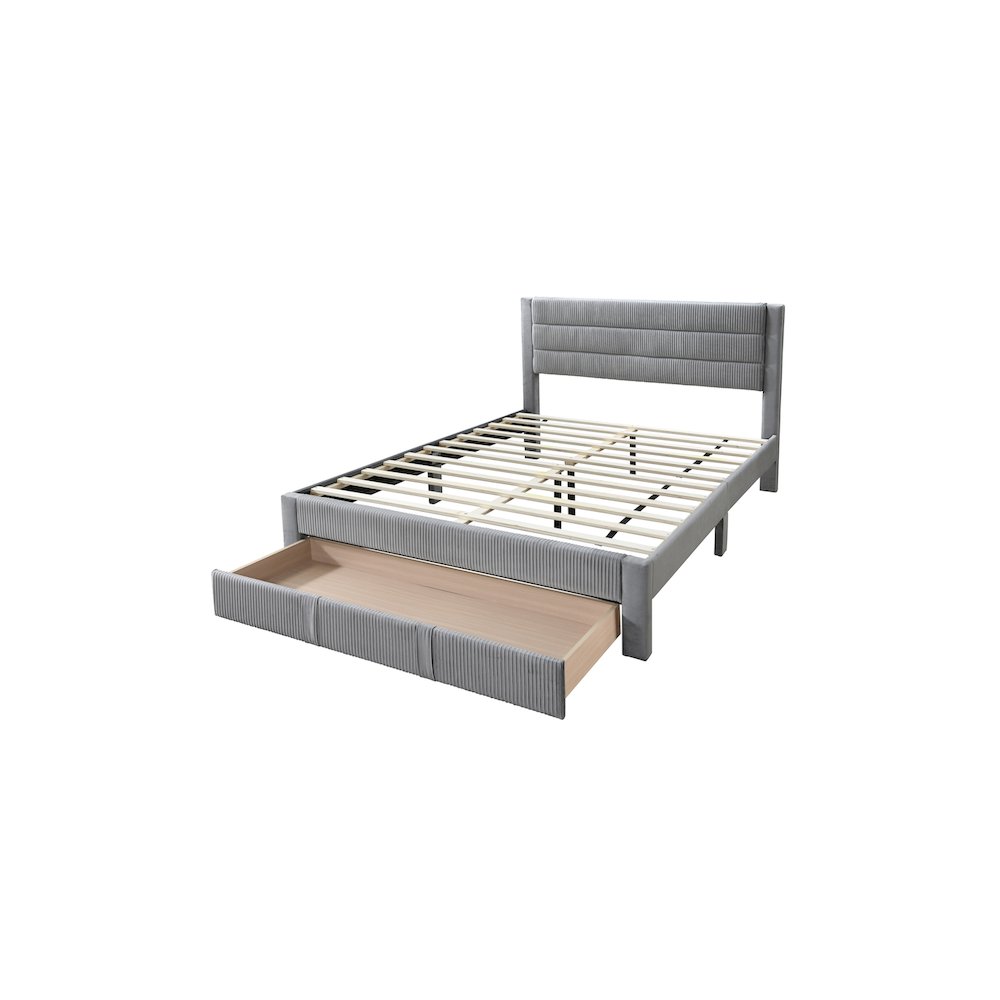Queen Platform Bed with Underbed Storage in Gray. Picture 1