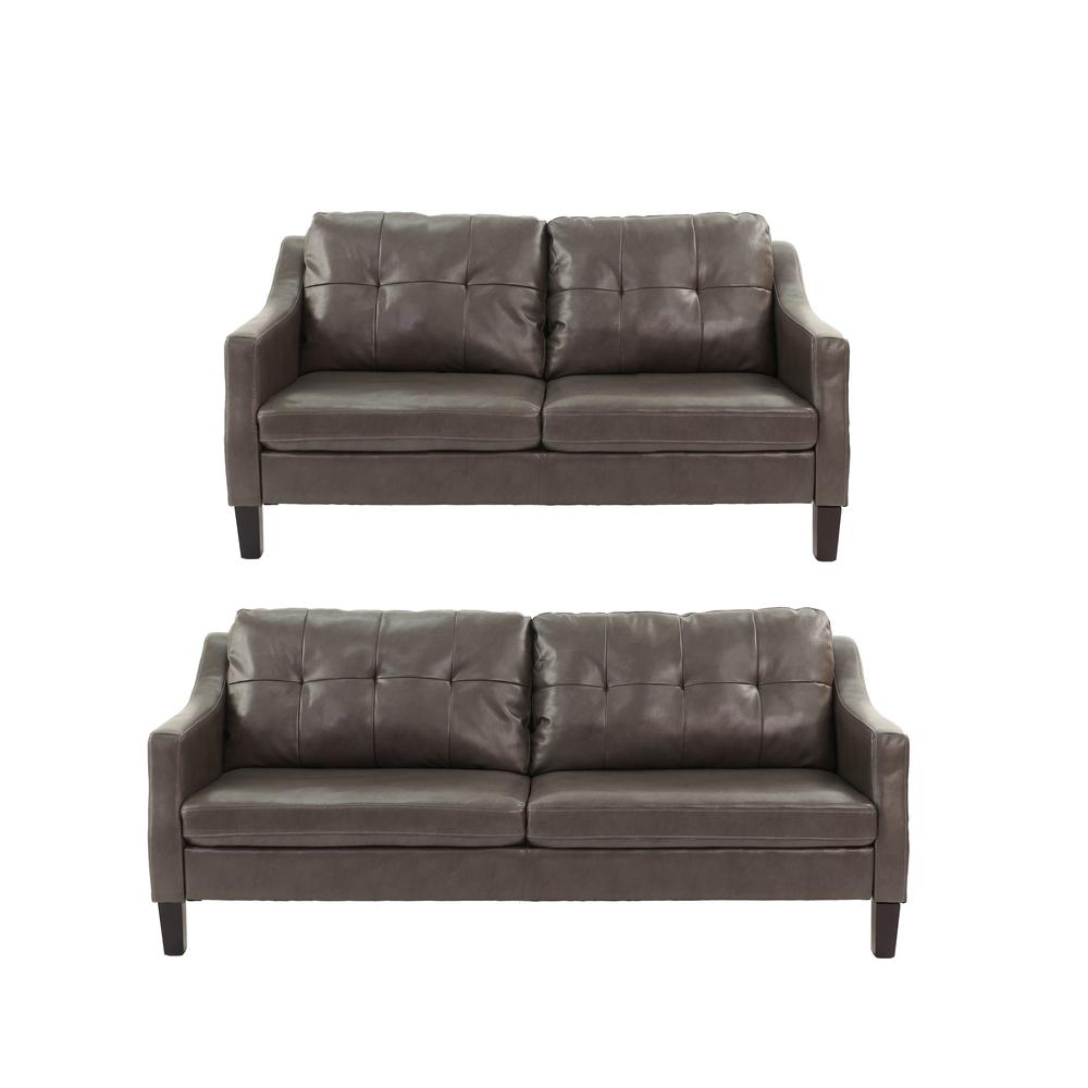 Furniture Gel Leatherette Two Piece Sofa in Gray. Picture 2