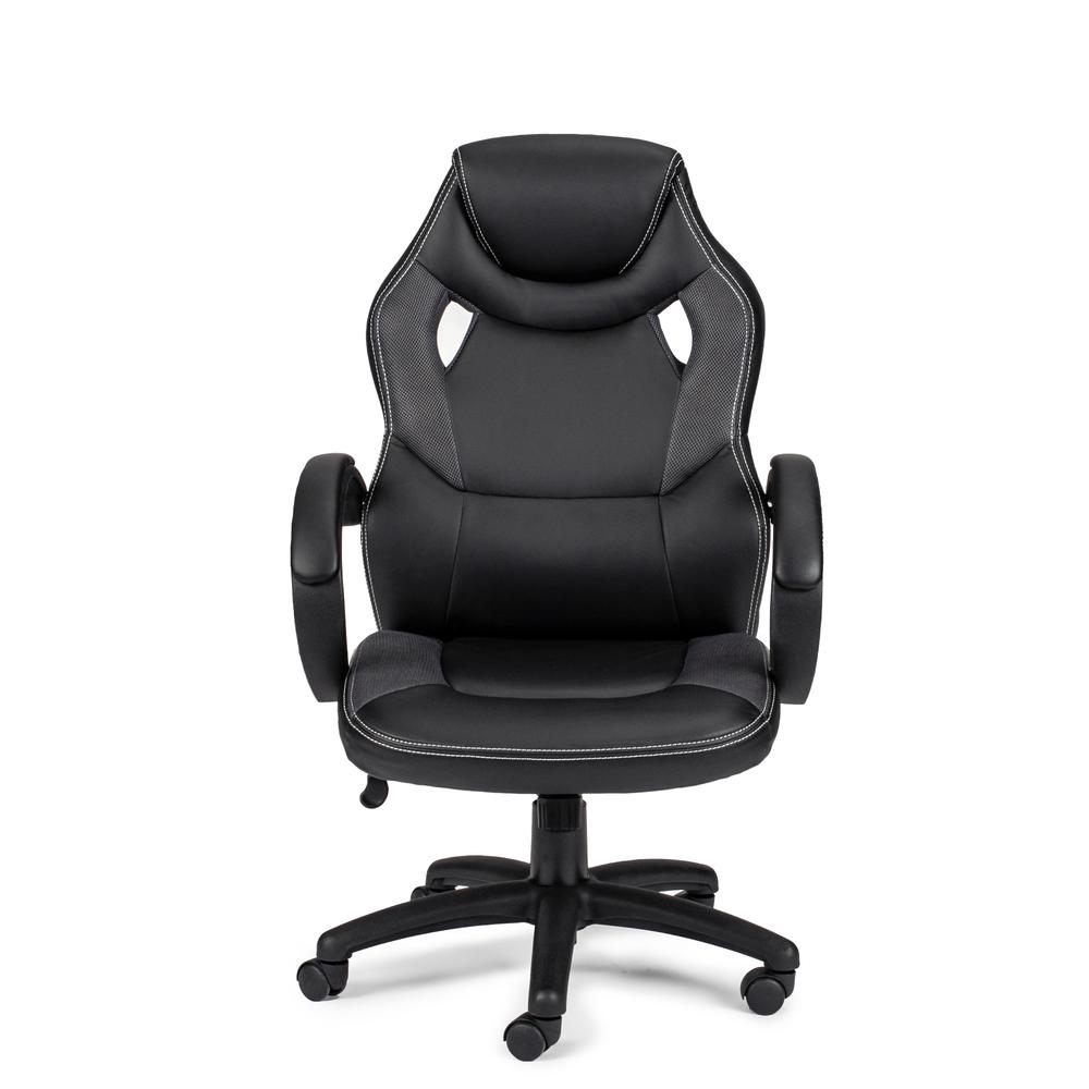 Furniture Faux Leather Office Chair in Black and Gray. Picture 2