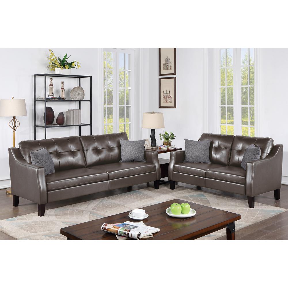 Furniture Gel Leatherette Two Piece Sofa in Gray. Picture 1