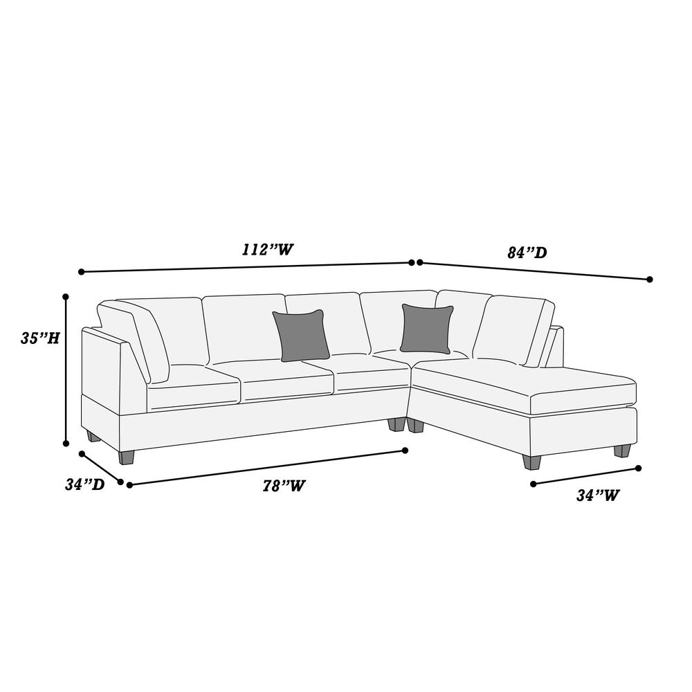 Furniture Dorris Fabric 3-Pc Sectional in Dark Blue Color. Picture 3