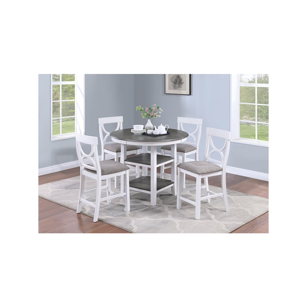 5-Pcs Counter Height Dining Set White Gray. Picture 2