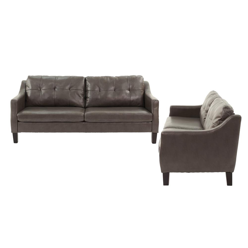 Furniture Gel Leatherette Two Piece Sofa in Gray. Picture 4