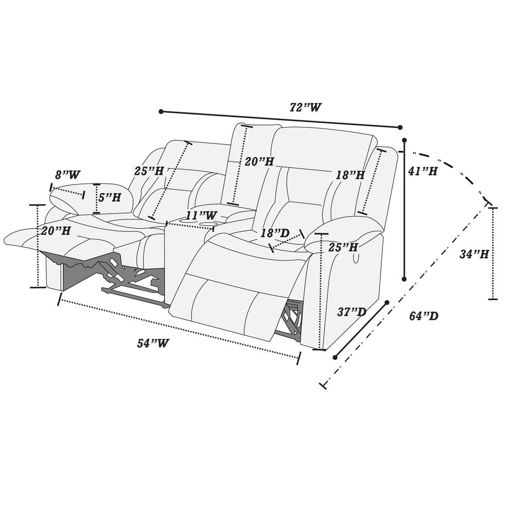 Power Motion Loveseat-Grey. Picture 4