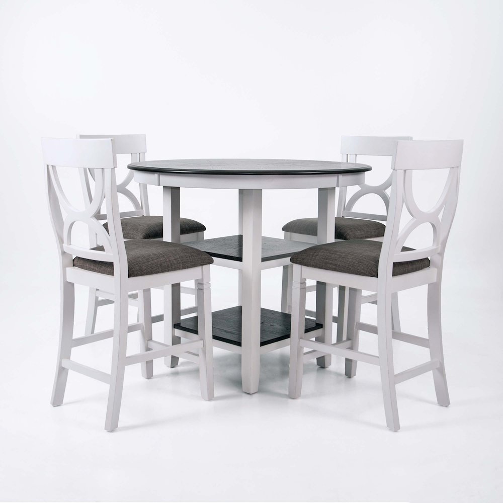 5-Pcs Counter Height Dining Set White Gray. Picture 3