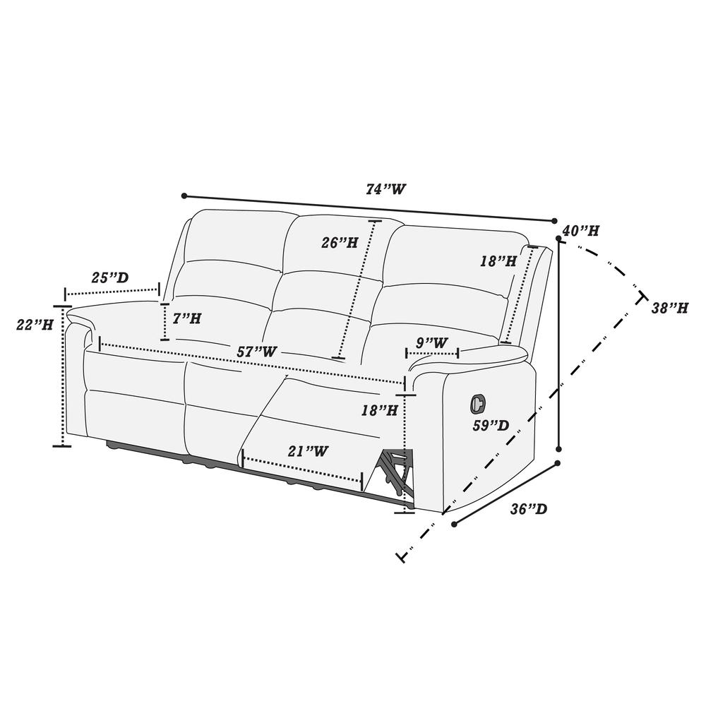 Manual Sofa Recliner in Dark Gray. Picture 5