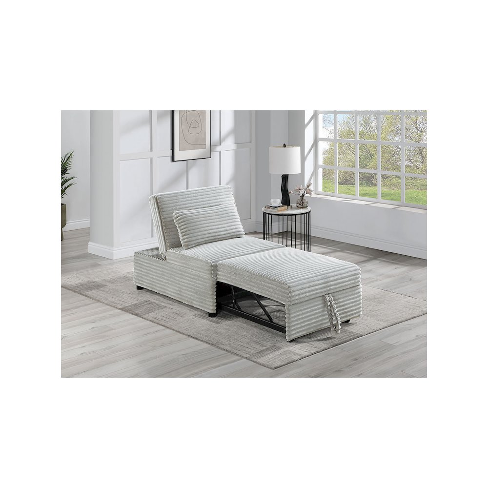 Upholstered Wide Welt Corduroy Convertible Chair in Ash. Picture 4