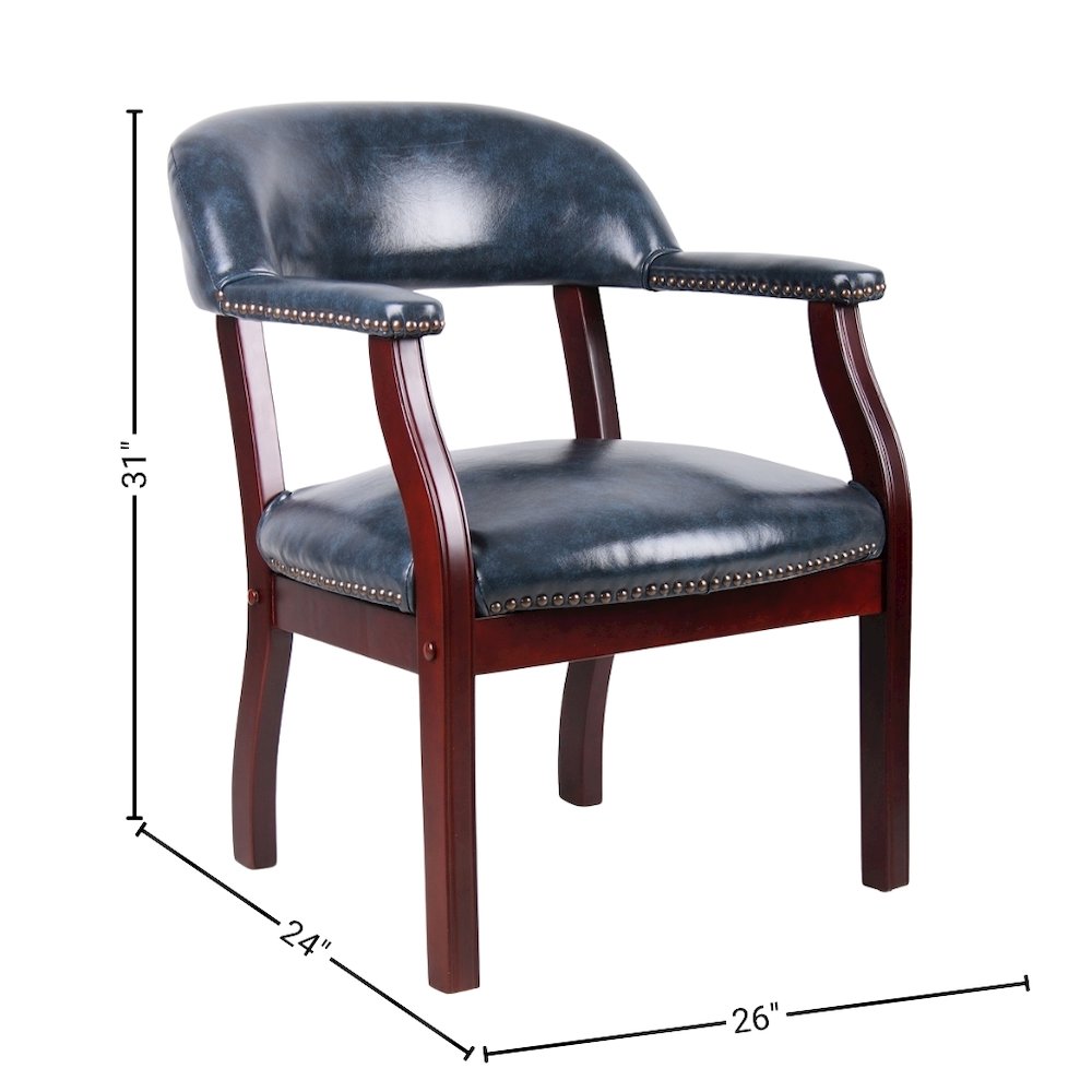 Blue Captains Chair for Office Furniture or Poker Room, No Wheels Design. Picture 5