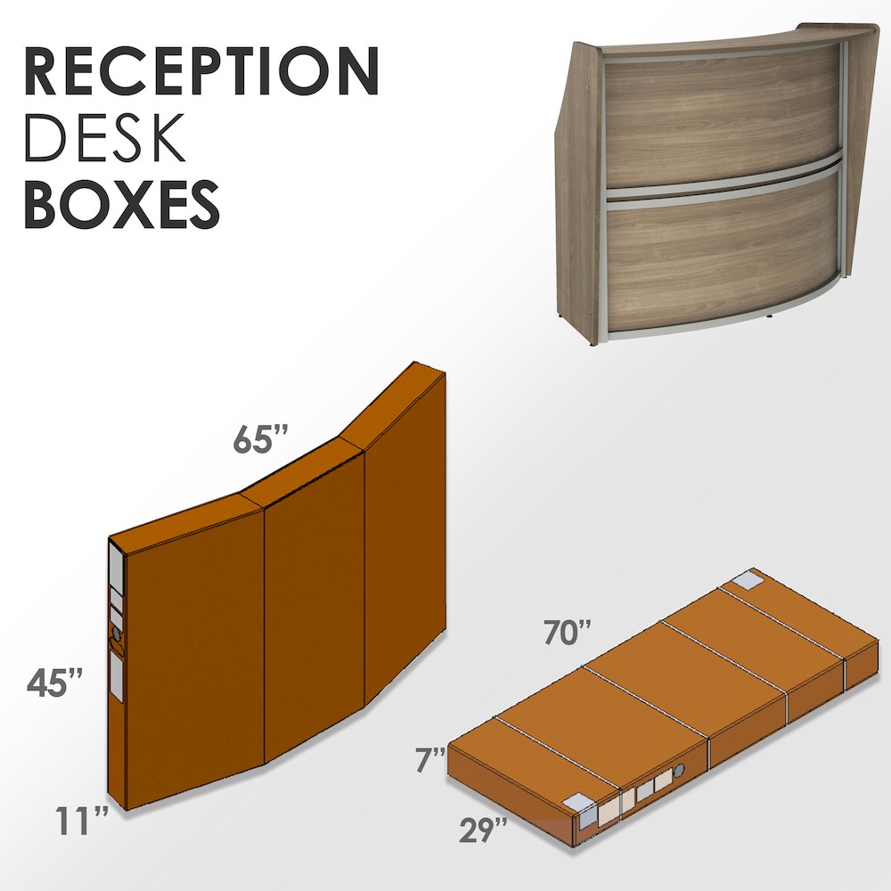 Curve Reception Desk Solid, Walnut. Picture 6