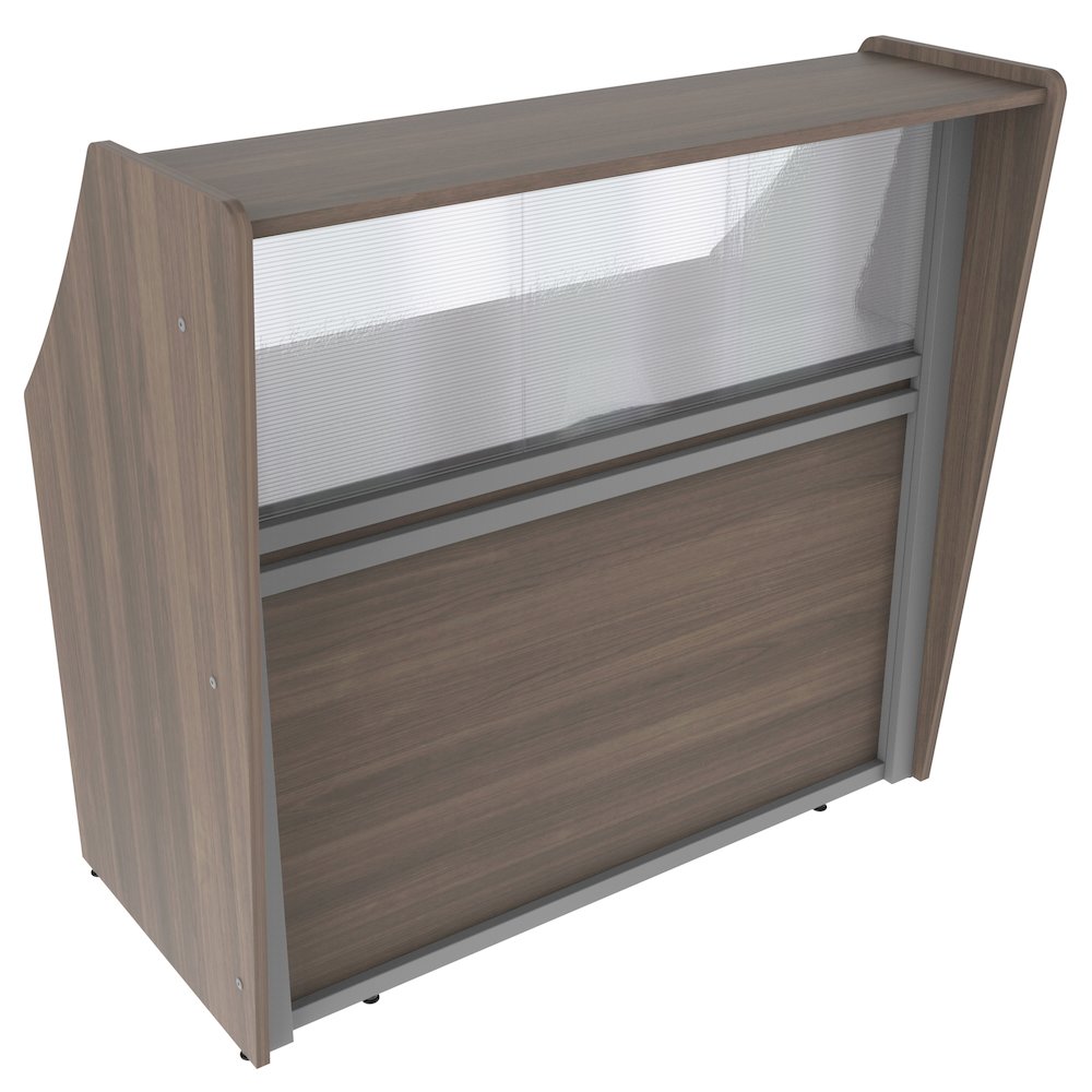 Straight Reception Station With Polycarbonate, Walnut. Picture 1